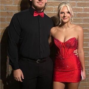 Sherri Hill Red Sequin Mini Dress